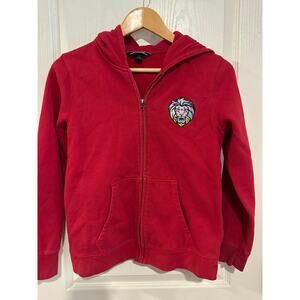 Kids Lands End Red Zip Lion hoodie size 14